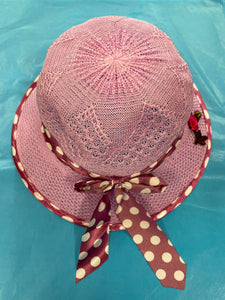Young Girls Crochet Hat with Ribbon.