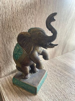 Fengshui Standing Indonesian Brass Elephant. 