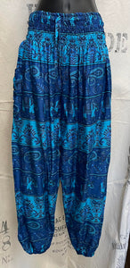 Blue Elephant Paisley Print Pants