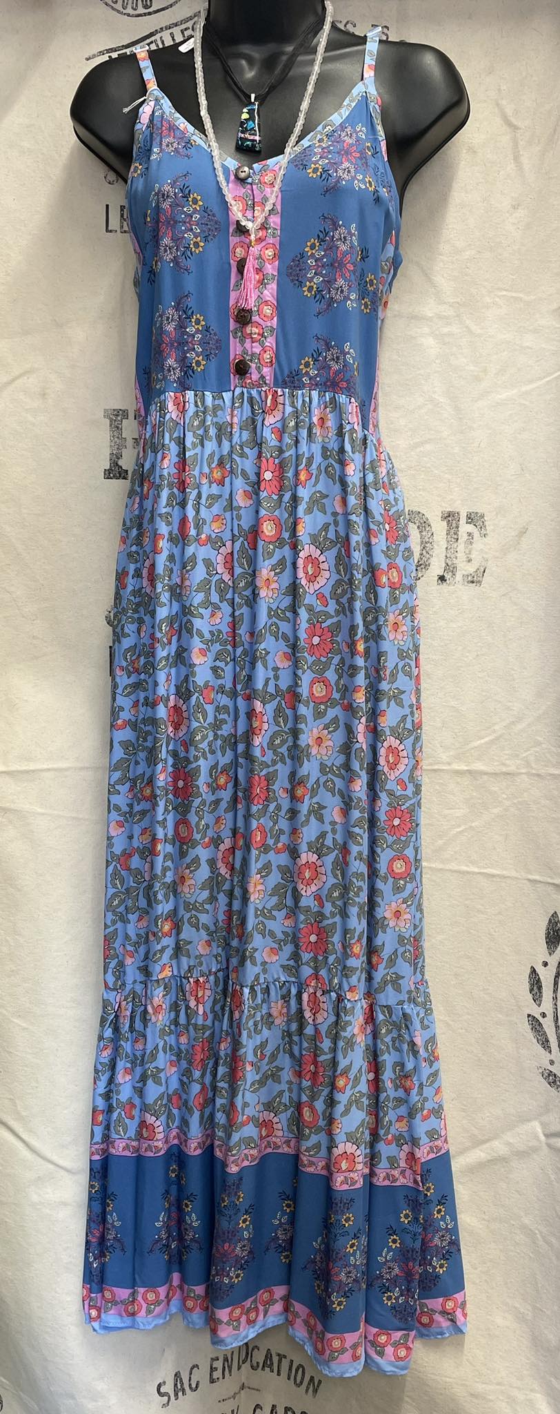 Strappy Maxi Dress - Country Blue