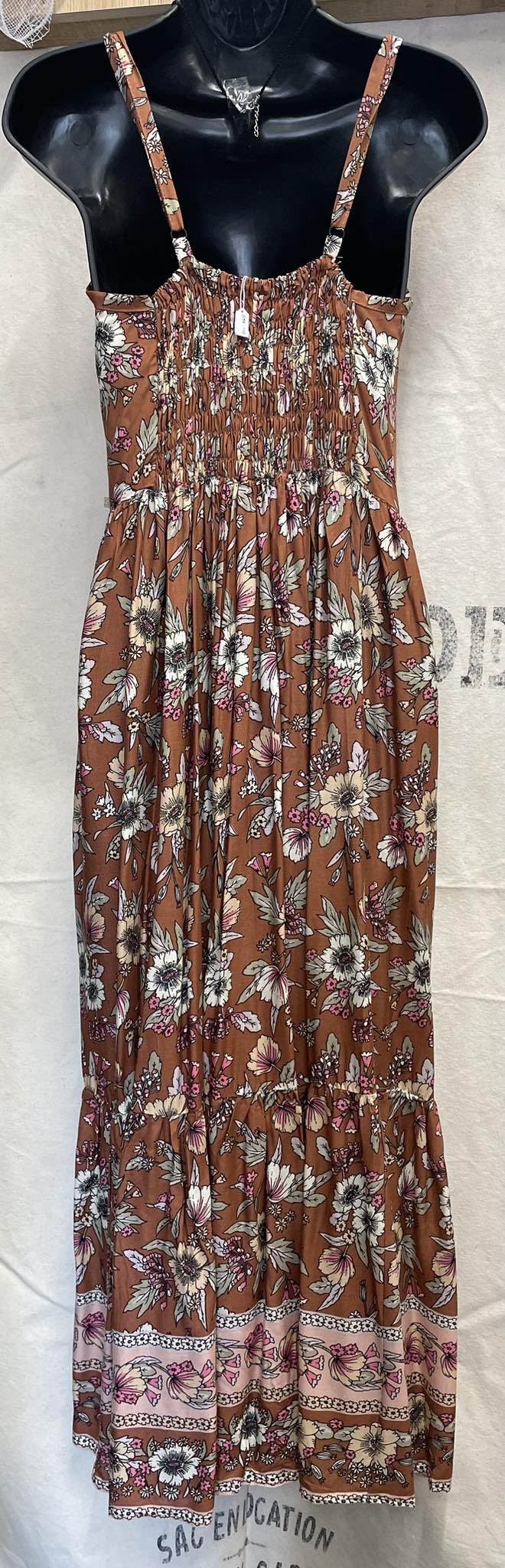 Strappy Maxi Dress - Caramel Floral
