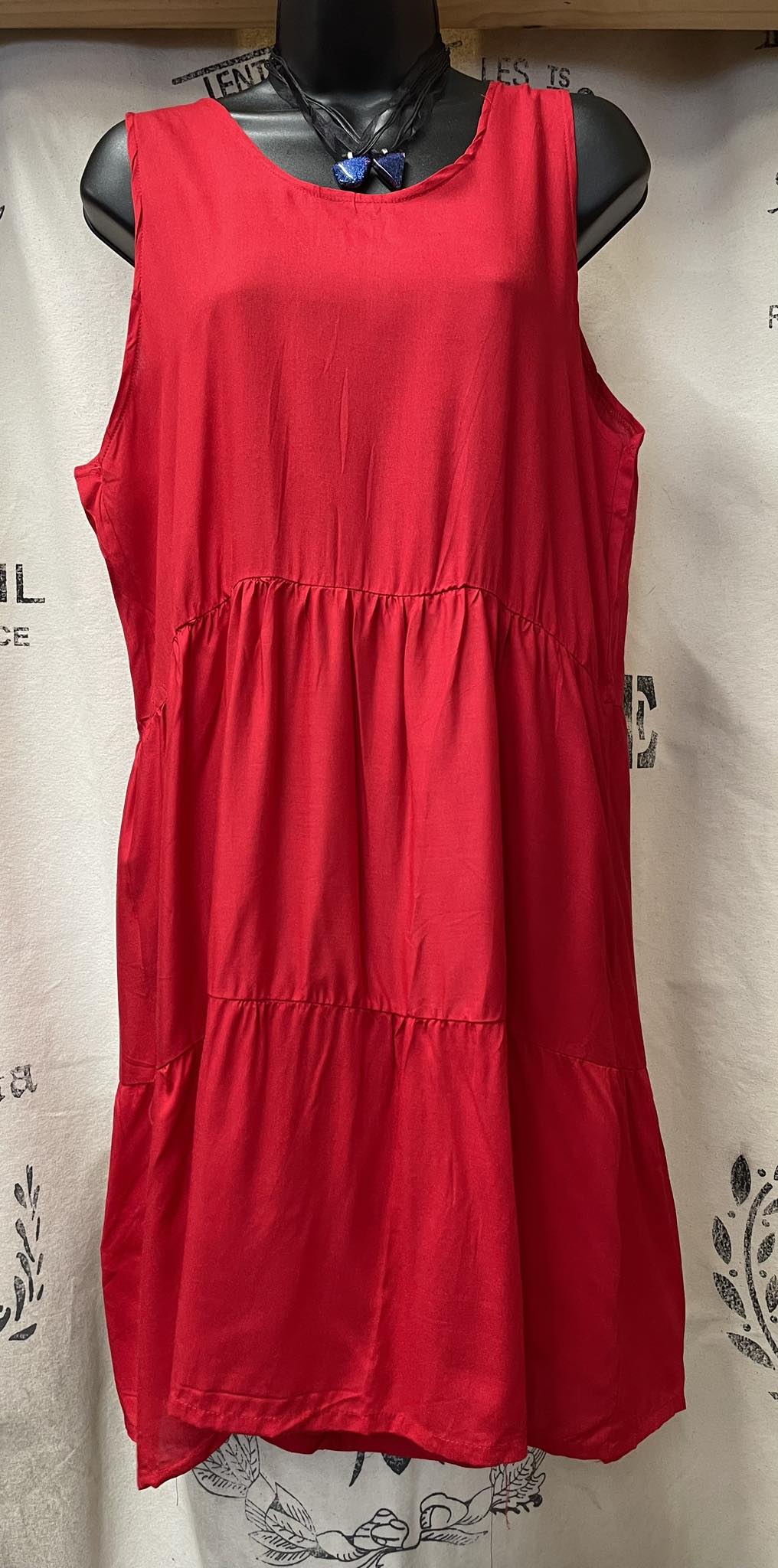 Red Tunic Style Low Back Dress