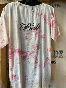 Tie Dye Dragon Beach Top - White/Pink