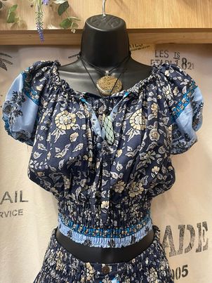 Top - Floral Blues Print