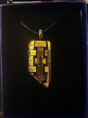 Glass Necklace - Golden/Orange Rectangles