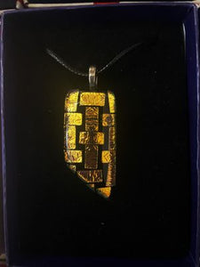 Glass Necklace - Golden/Orange Rectangles
