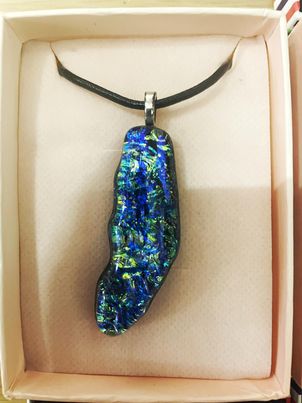 Glass Necklace - Blue/Green Blotches