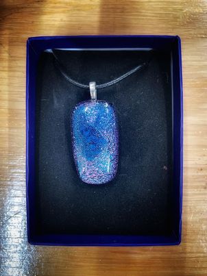 Glass Necklace - Glittering Lilac & Blue