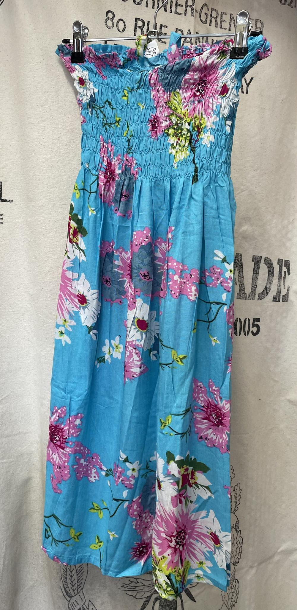 Girls Dress - Blue Floral Tie Neck Dress