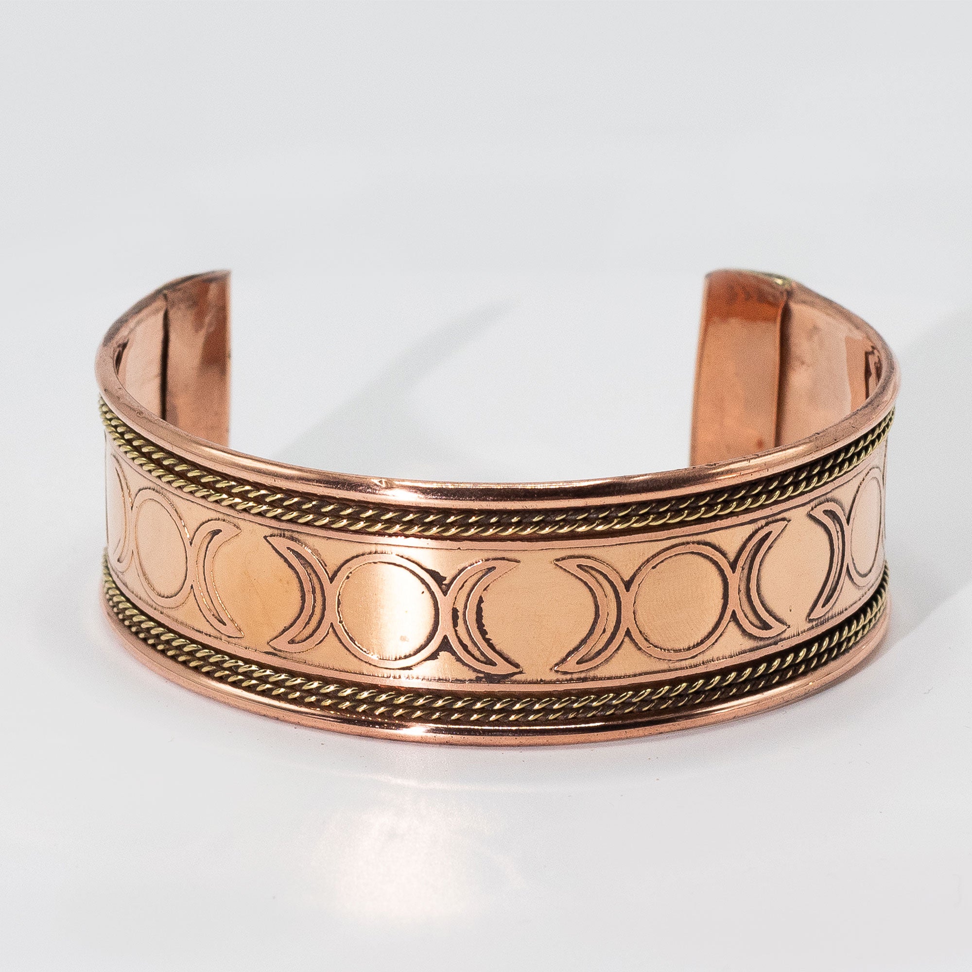 Copper Wide Banded Bracelets with Brass Decor