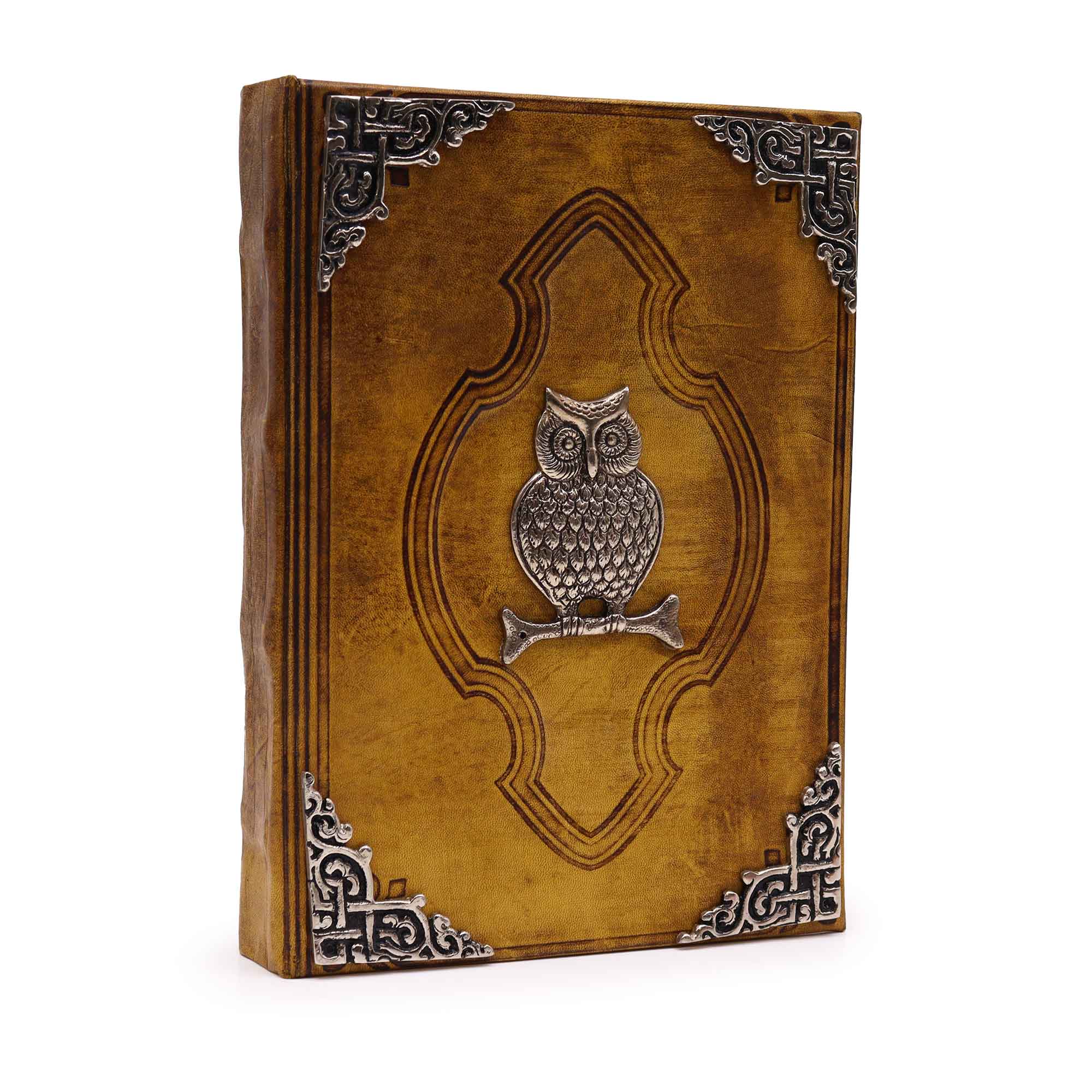 Hefty Coffee Tan Book - Zinc Owl Decor - Deckle Edges Pages - 26x18cm