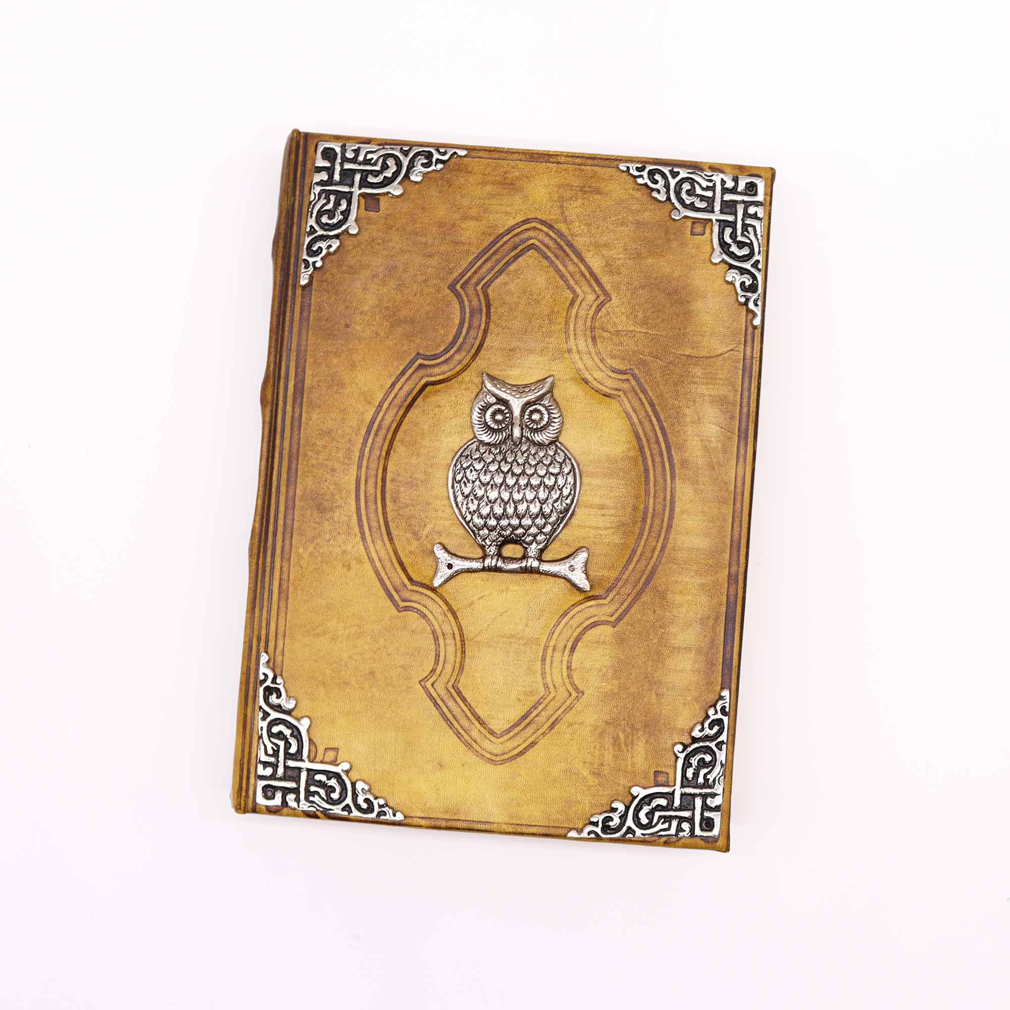 Hefty Coffee Tan Book - Zinc Owl Decor - Deckle Edges Pages - 26x18cm