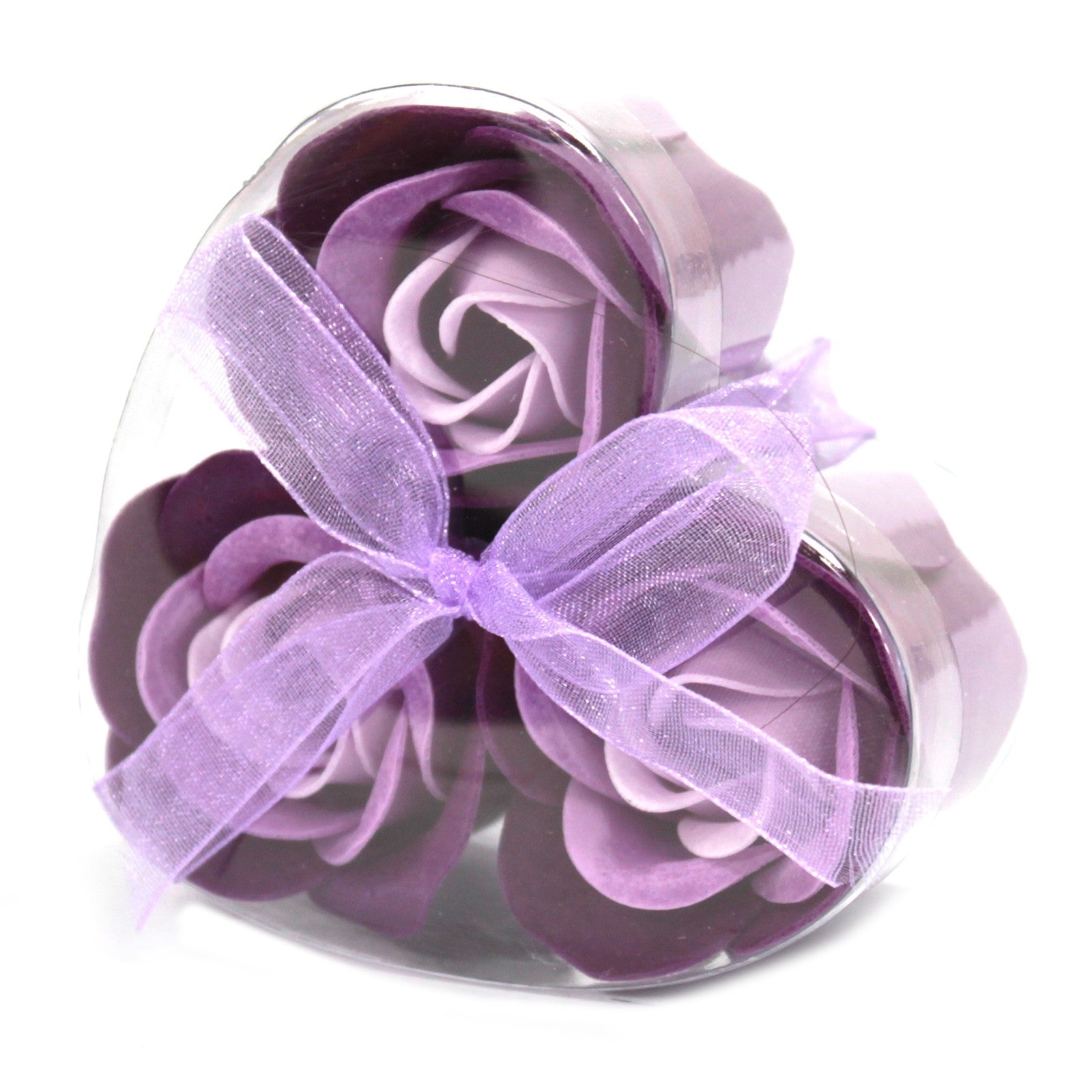 Soap Flower Heart Box - 3 Lavender Roses