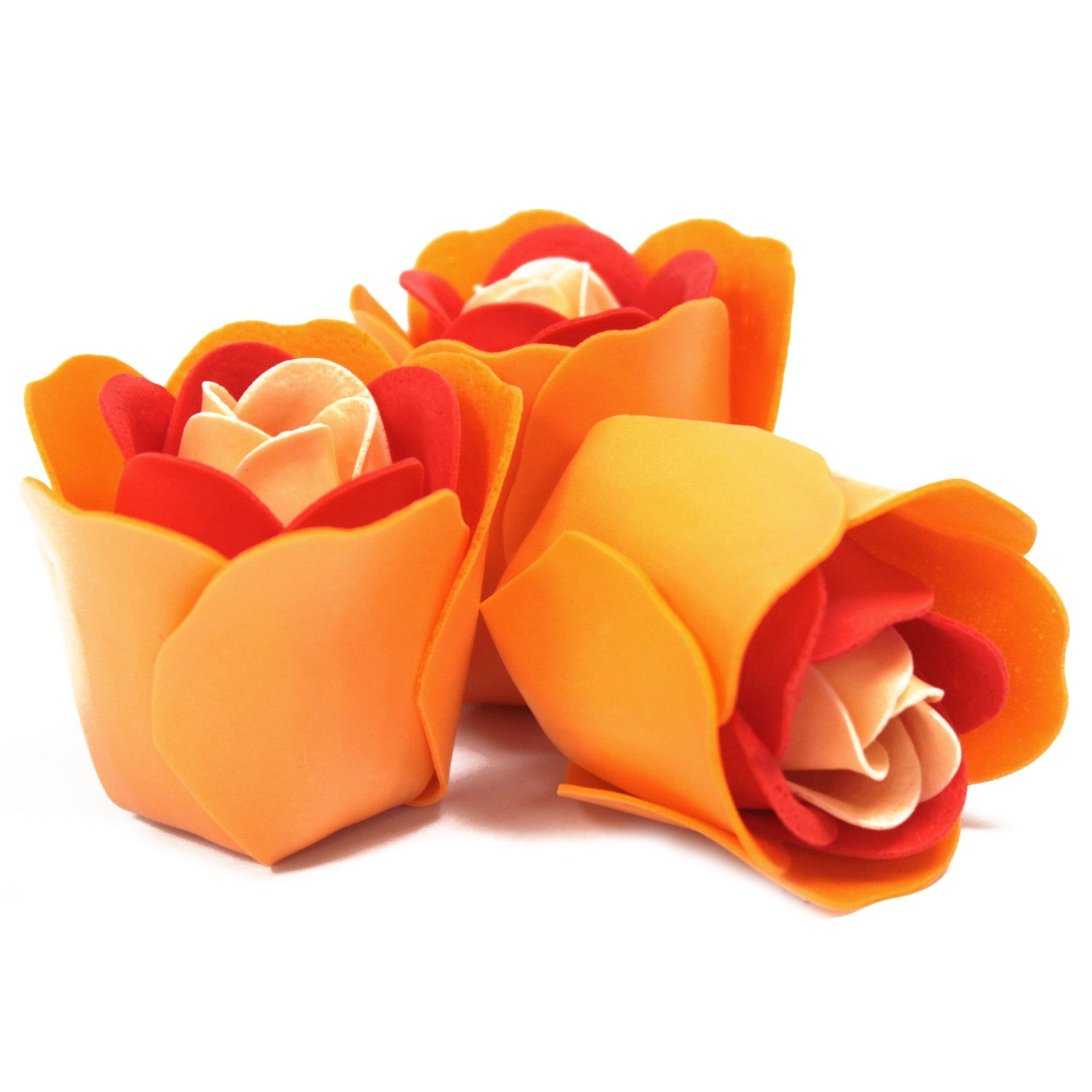 Soap Flower Heart Box - 3 Peach Roses