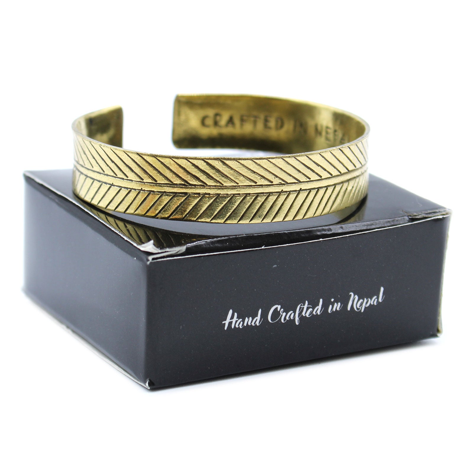 Brass Tibetan Bracelet - Wide Tribal Leaf