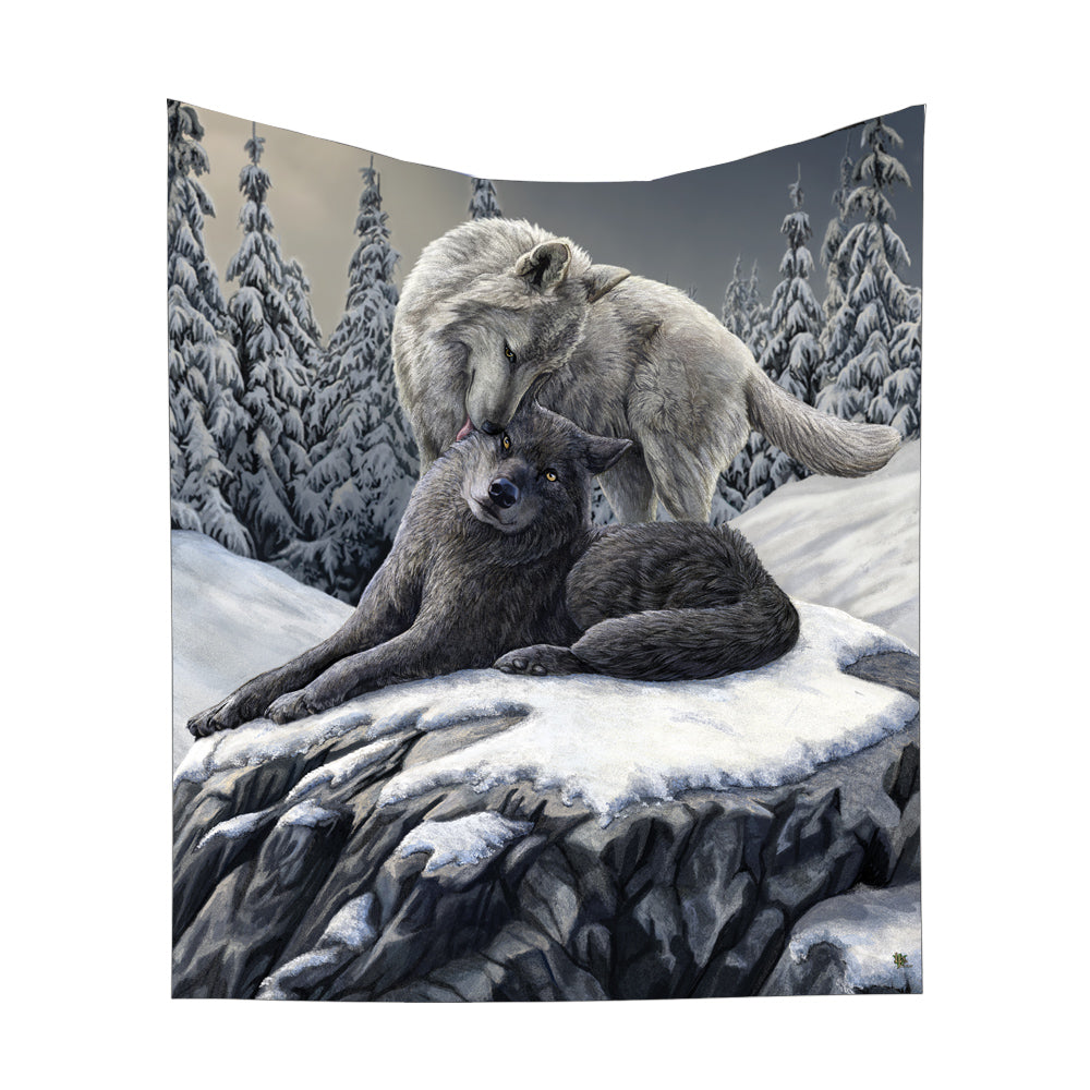 Snow Kisses Throw - Lisa Parker - Wolf Couple Blanket 160cm