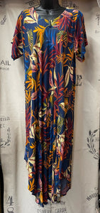 Long Tropical Dress - Navy