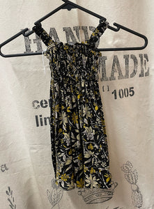 Girls Dress - Black with Yellow Flower Print