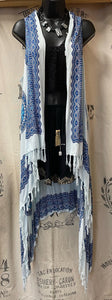 Vest Shawl - Blue-White