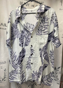 Men's Shirt - XXL - Cream/Pale Lavender Leaf Design