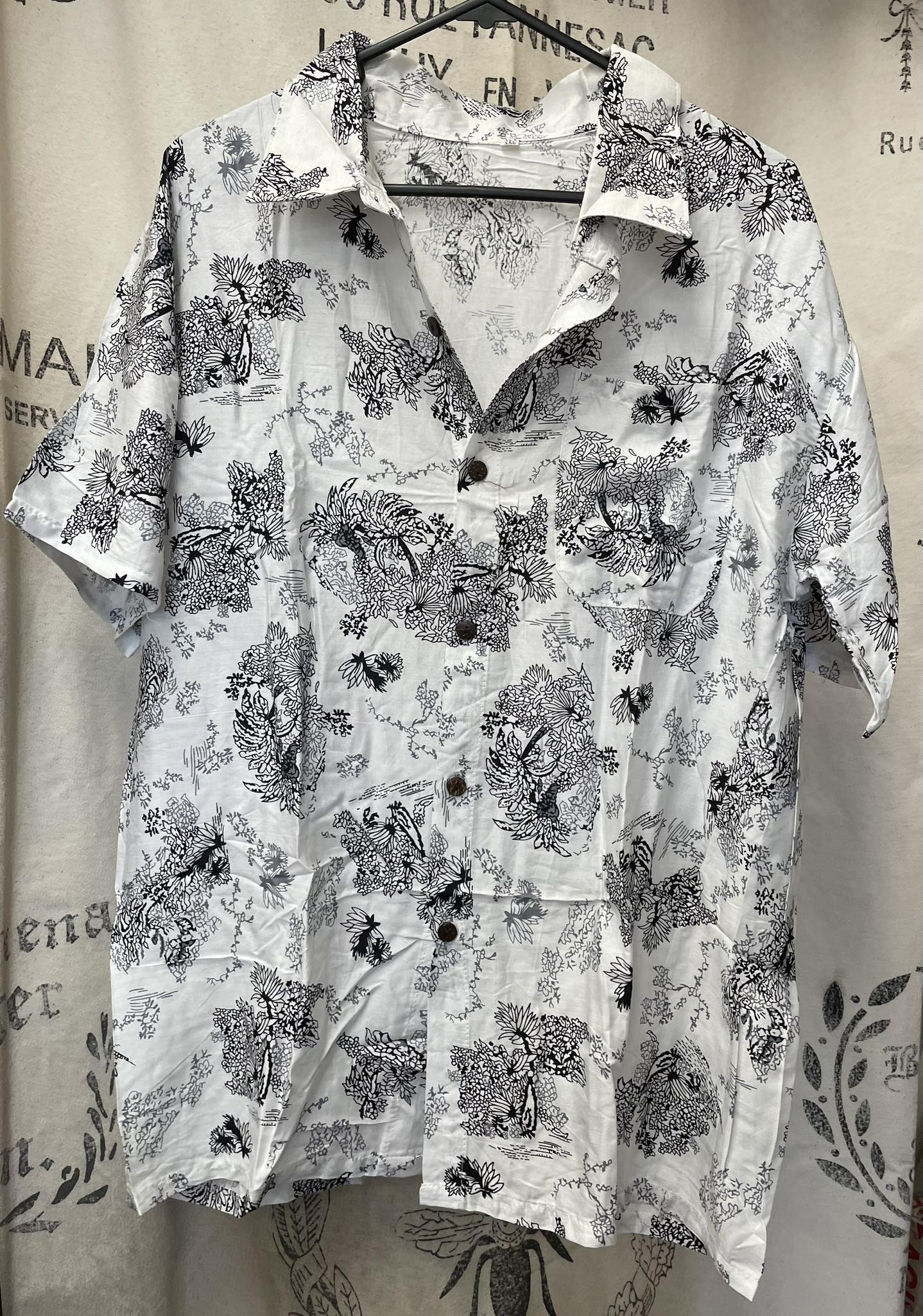 Men's Shirt - XXL - White with Grey/Black Print