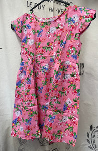 Girls Dress - Bright Pink Flower Print