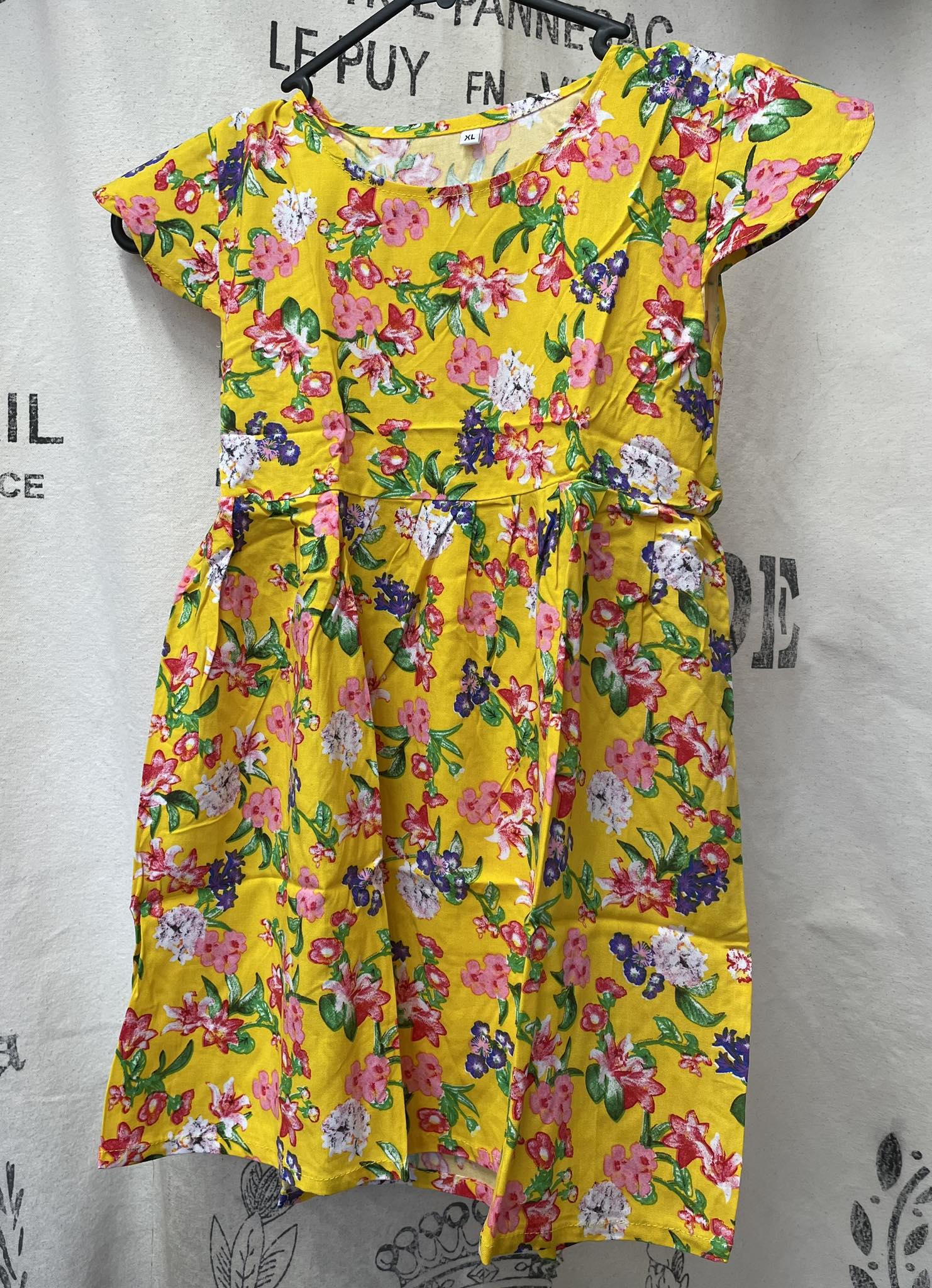 Girls Dress - Yellow Floral Print