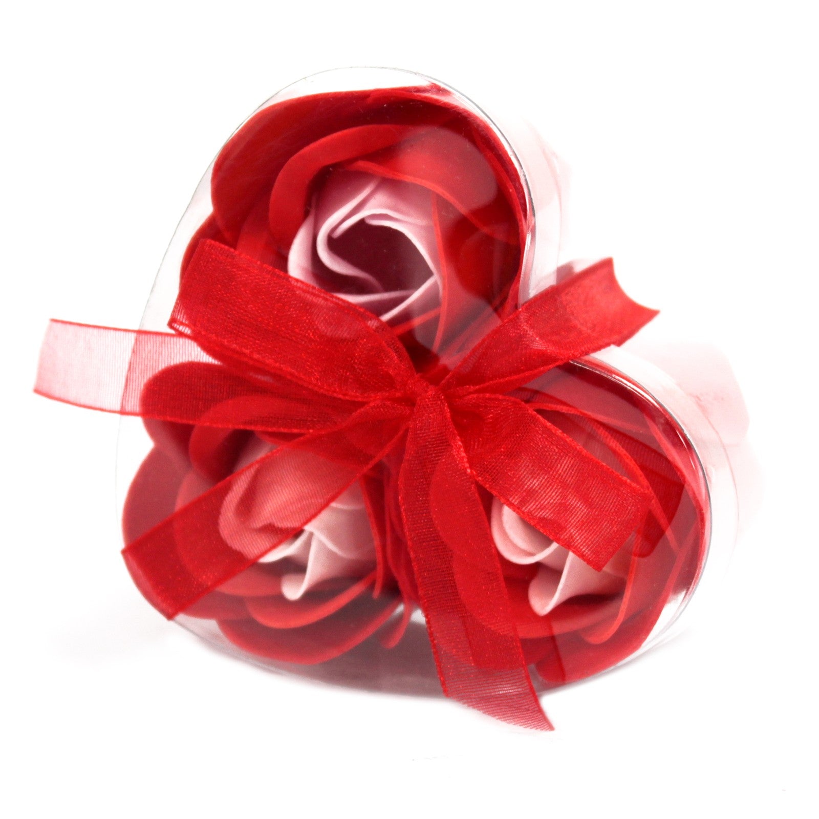 Soap Flower Heart Box - 3 Red Roses