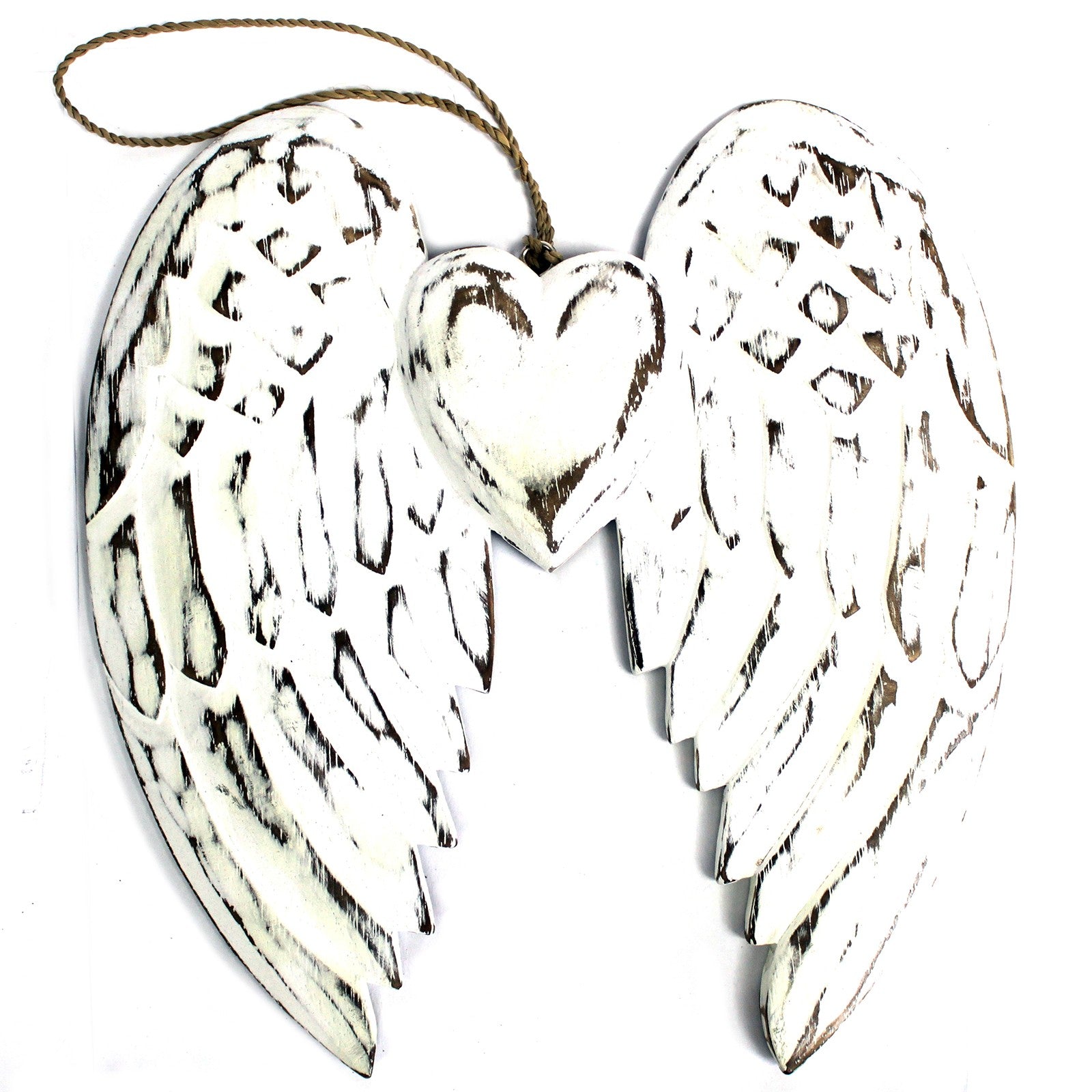 Hand Crafted Double Angel Wing and Heart - 24cm
