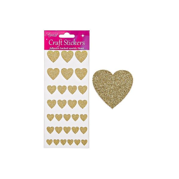 Adhesive Backed Hearts - Glitter Gold Assorted