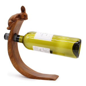 Suar Wood Balance Wine Holder - Rabbit