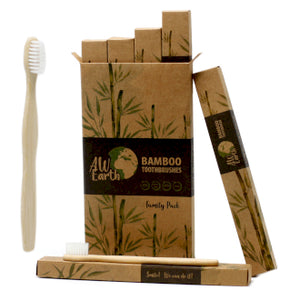 Bamboo Toothbrush - White Family Pack of 4