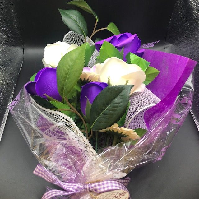 Medium Soap Flower Bouquet - Purple Theme