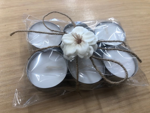 8hr Tealights - Pack of 6 with Soap Flower