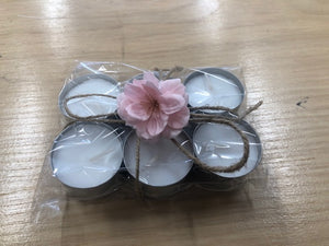 8hr Tealights - Pack of 6 with Soap Flower