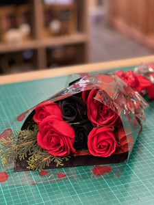 Red Rose Themed Soap Flower Bouquet - Medium