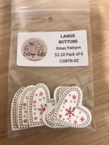 Large Buttons - Xmas Pattern Pack of 6