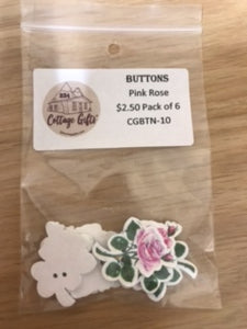 Buttons - Pink Rose Pack of 6
