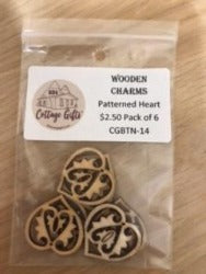 Wooden Charms - Patterned Heart