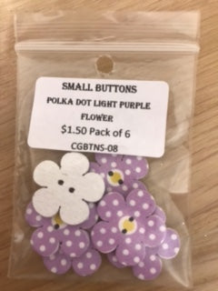 Small Buttons - Polka Dot Light Purple Flower Pack of 6