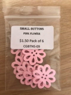 Small Buttons - Light Pink Flower Pack of 6