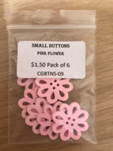 Small Buttons - Light Pink Flower Pack of 6