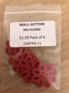 Small Buttons - Red Flower Pack of 6