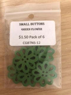 Small Buttons - Green Flower Pack of 6