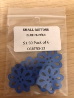 Small Buttons - Blue Flower Pack of 6