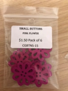 Small Buttons - Pink Flower Pack of 6