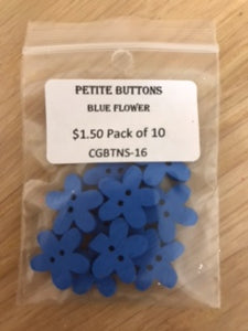 Petite Buttons - Blue Flower Pack of 10