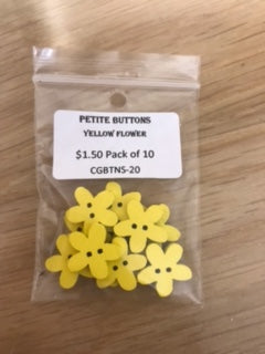 Petite Buttons - Yellow Flower Pack of 10