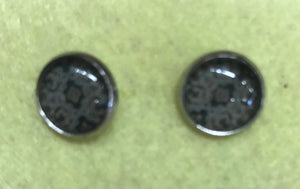 Glass Stud Earring - Brown Pattern (1)