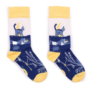 Hop Hare Bamboo Socks - Midnight Cat S/M